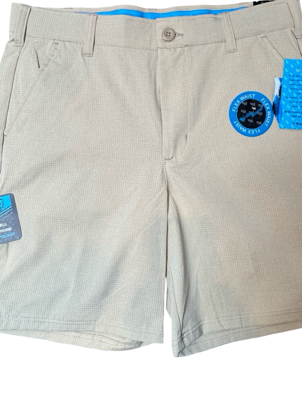 Men's tan hybrid  golf shorts with quick-dry performance SZ 32